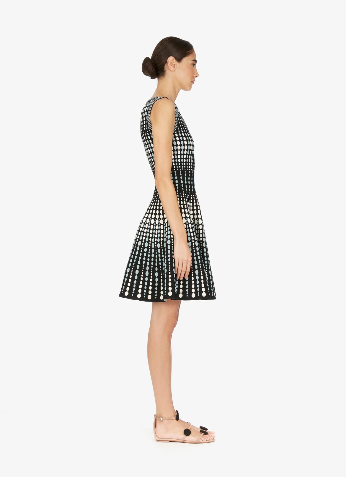 Gepunktetes Strickkleid ALAÏA SCHWARZ/BLAU GEPUNKTETES STRICKKLEID